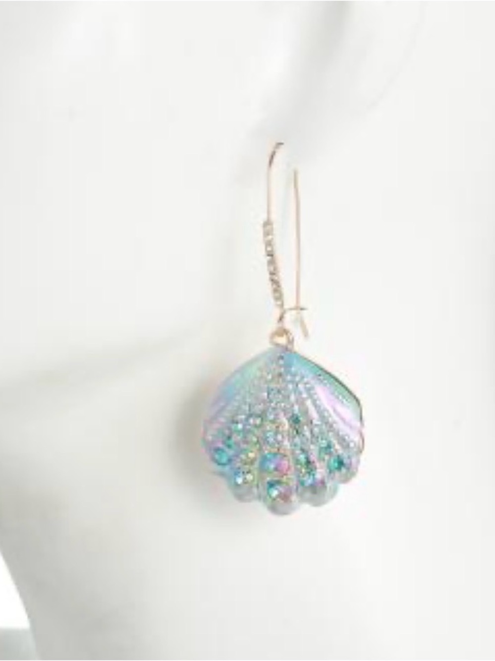 Betsey Johnson Gold-Tone Iridescent Pastel Shell Drop Earrings - Picture 2 of 3
